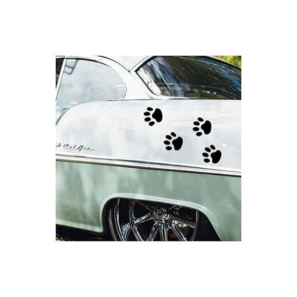 4 kpl Musta 3D Kromi Koiran Tassunjälki Autotarra Emblem Koriste Autolle Moottoripyörälle Seinälle Kannettavalle Tietokoneelle Huonekaluille (Musta)