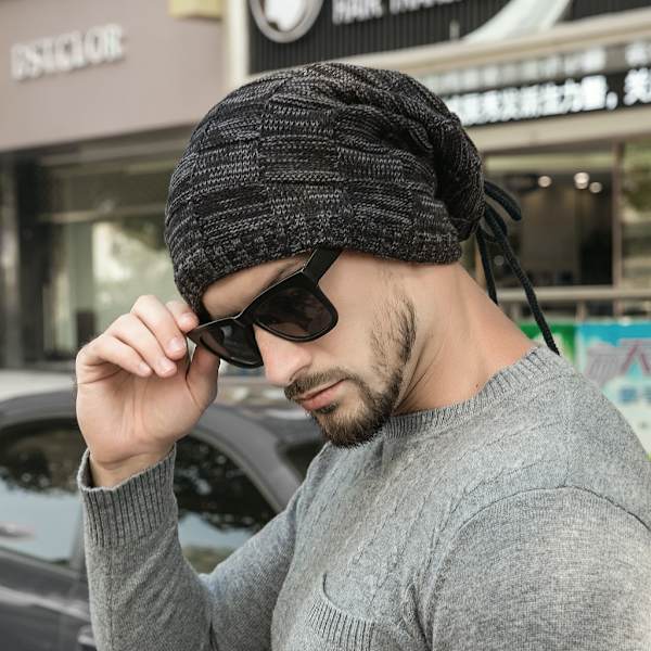 Vintermössa dam pullover mössa halsduk multifunktionell plus fleece herr koreansk version höst och vinter herr stickad mössa