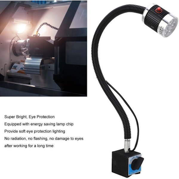 LED maskinværktøjslampe, Fleksibel svanefri magnetisk base, blødt hvidt lys, CNC AC220V 5W tårnmaskinlys