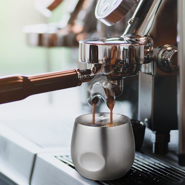 Espresso-kahvikupit, 200 ml, eristetyt ja kaksinkertaiset seinät, ruostumattomasta teräksestä valmistetut espressokupit, rikkoutumattomat, 2 kappaleen sarja, täydellinen lahja miehille