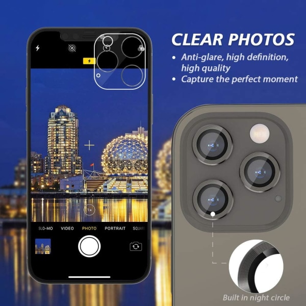 Bakkamerabeskytter svart Kompatibel med iPhone 13 Pro Max, [A