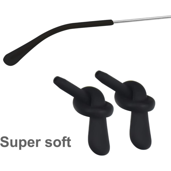 4 par silikon glasögon tips halkfria ändar svart och vitt bekväma mjuka silikon metall glasögon ben reparationsverktyg