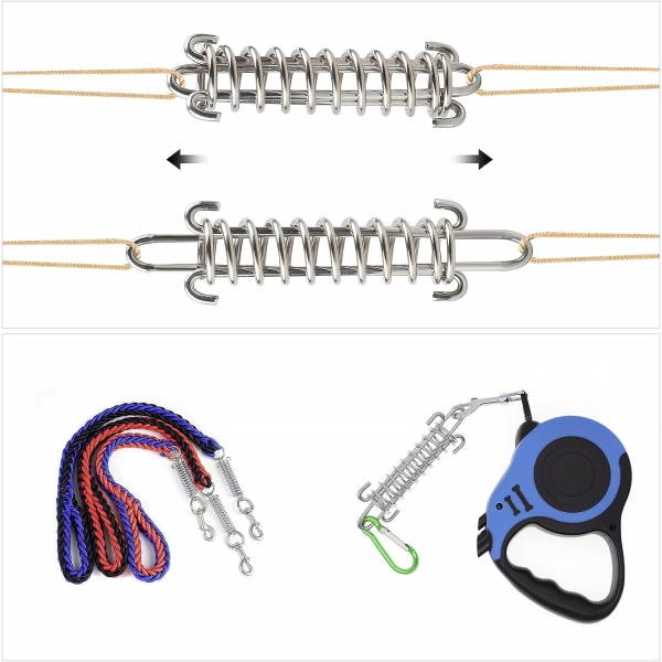 6-pack kraftigt tältrep med fjäderring i rostfritt stål för presenningar, tält och skärmar.