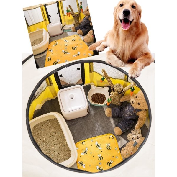 Foldbart rundt indendørs kabinet (gul-S: 70*70*40 cm), bærbart O