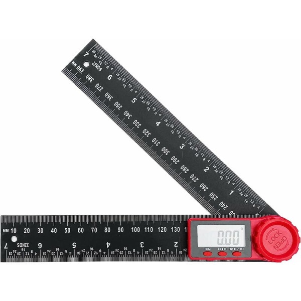 360 graders digital dubbelskala gradskiva, 200 mm vinkelmätare med LCD-display och låsfunktion, gradskiva för teknik, träbearbetning, konstruktion