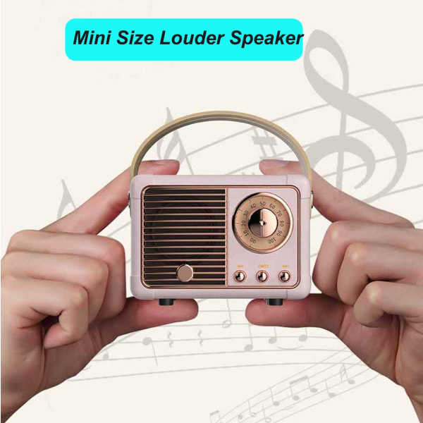 Retro-pieni langaton Bluetooth-kaiutin, söpö retrotyyli keittiön pöydälle, makuuhuoneen juhliin, ulkoilutarvikkeisiin Android/iOS-laitteille (vaaleanpunainen)