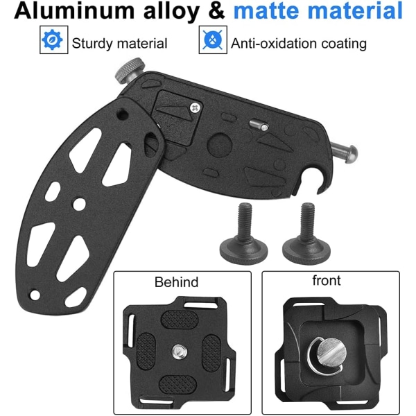 Kameraklämma, Kamerahållare, Kamerahållare i aluminiumlegering med bältesklämma med 1/4\" skruv, för DSLR-kamera, ryggsäck