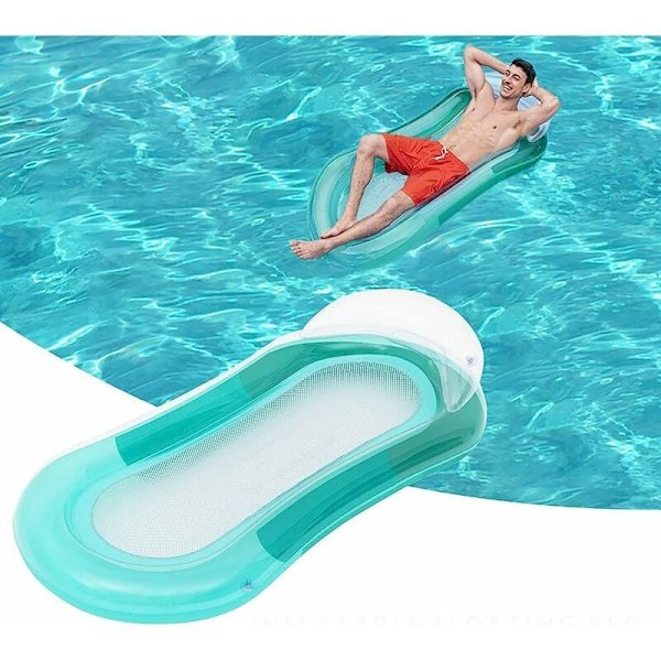 Vattenhängmatta, uppblåsbar lång stol för pool, uppblåsbar säng för sommar, utomhus, vuxensjö