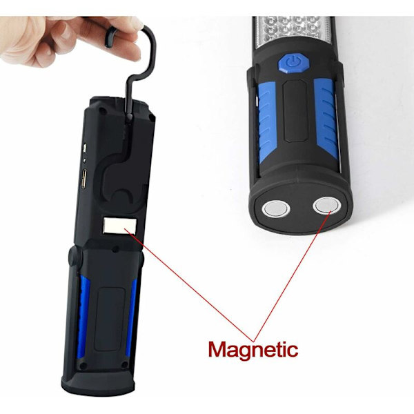 Inspeksjonslampe Oppladbar LED-lampe, Oppladbar LED-arbeidslampe Med Magnetiske LED-lommelykter Lampe Inspeksjonslampe Arbeidslampe