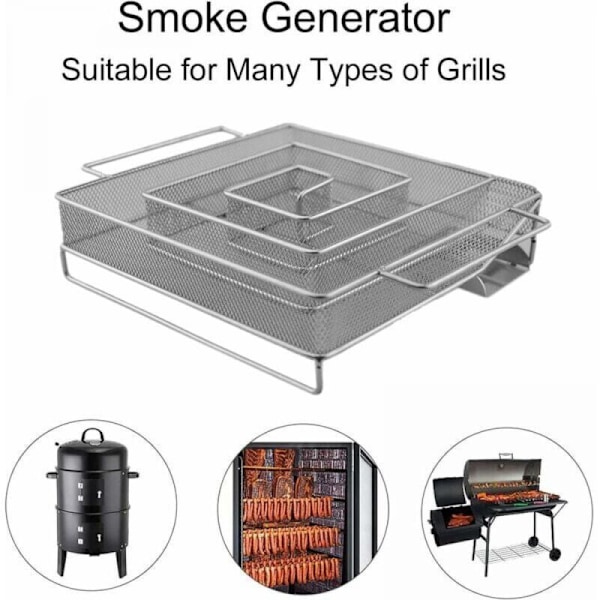 Fyrkantig rökgenerator av kallt rostfritt stål, rökstål och kallröksanordning för rökare och trumpetformad rökare - rektangulär - 15x15x4 cm - spishäll från Smoki