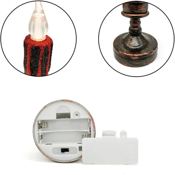 2 oppdaterte batteridrevne stearinlys, LED-stearinlys og flammefri flaggermus