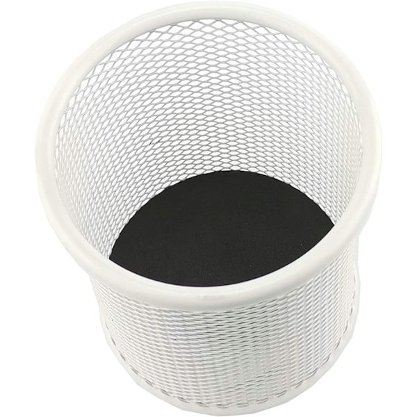 Hvid metal blyantholder - Rund metal blyantholder - Mesh blyantholder