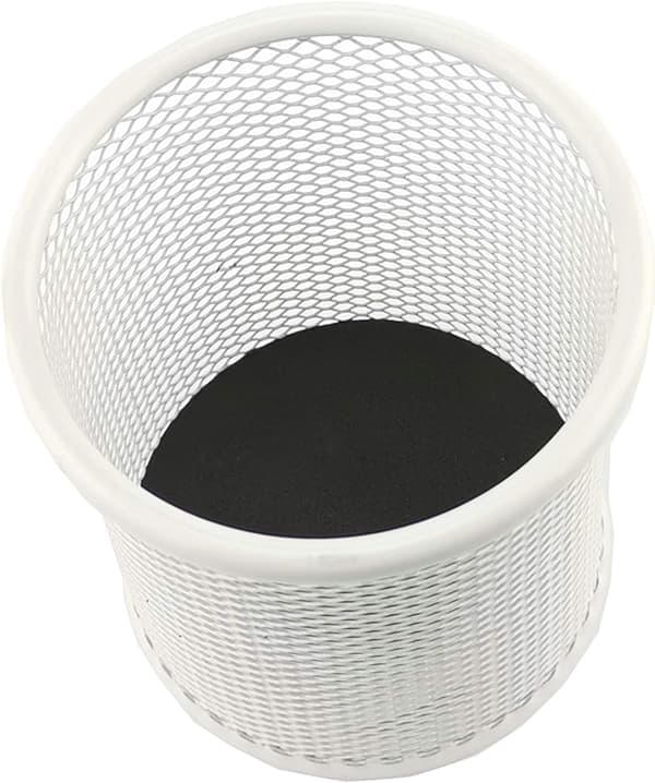 Hvit metall blyantholder - Rund metall blyantholder - Mesh blyantholder