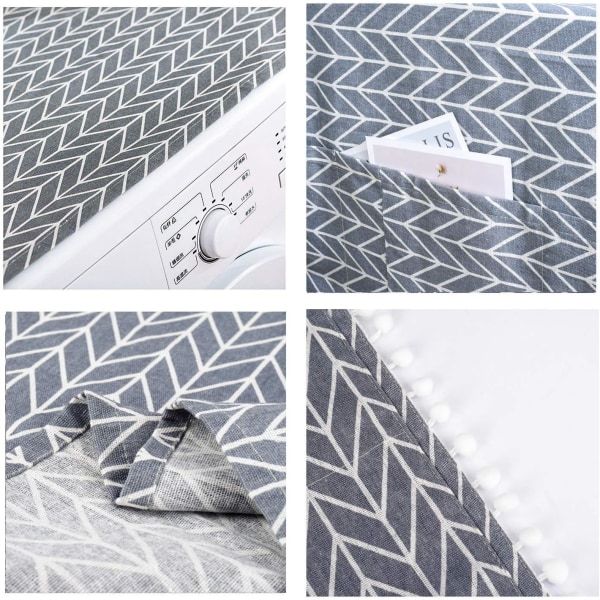 Fodral för kylskåp, Multifunktionellt tvättmaskinsdammskydd, Enkelt dörrskydd för kylskåp med förvaringsfickor 55x130cm (Grå pil) 1 st