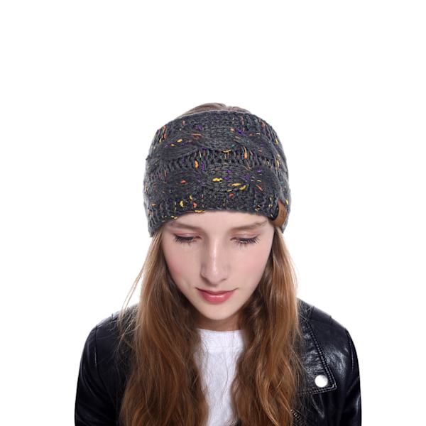 Dame Vinter Kabel Strikket Hodebånd, 1 PC Mote Grå Blomster Varm Øre Strikket Varm Twist Hodebånd Dame Hodebånd Vinter Utesport Ski Ørevarmer