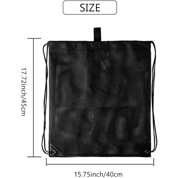 Mesh ryggsäck, mesh strandväska, nylon nätväska, dragsko ryggsäck, strandryggsäck, justerbara dragskoväskor, för simning, dykning, resor, gym (45 40