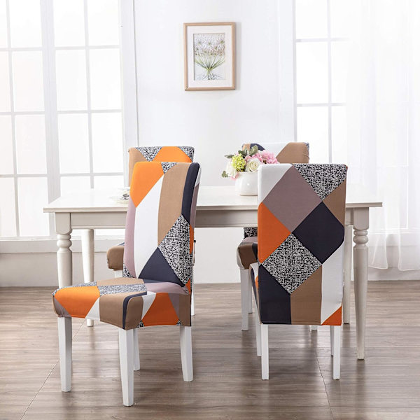 Stolskydd för matsal, moderna elastiska stolsöverdrag, hållbara stretchiga stolsöverdrag för bröllopsdekoration, hotell, restaurang (fyrkantiga, 4 stycken)