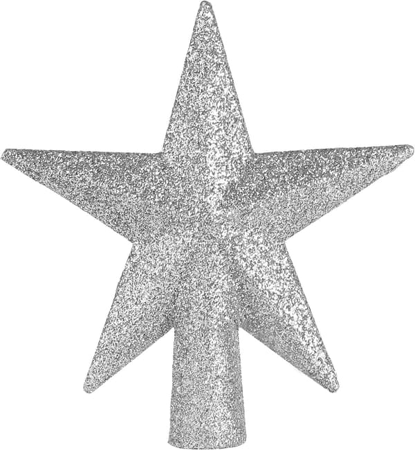 Glitter Stjerne Trætop Julemini Sølv Dekorativ Højtids Bethlehem Stjerne Ornament, 20cm