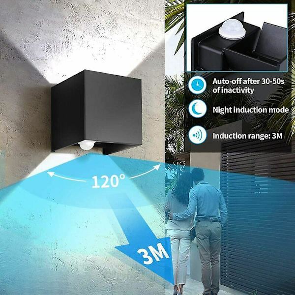 12w vägglampa med rörelsesensor för utomhus inomhus, Iave justerbar