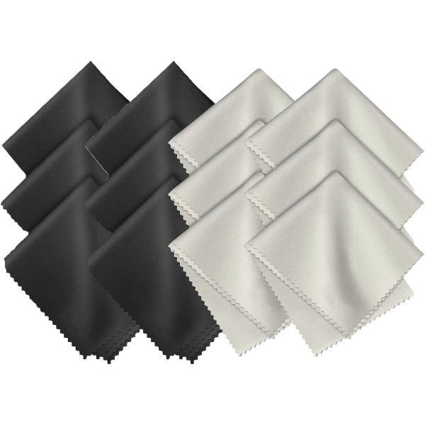 Set med 40 (svart + grå) mikrofiberdukar för rengöring av glasögon, mikrofiberdukar för glasögon, glasögondukar, mikrofiberdukar för glasögon, smycken