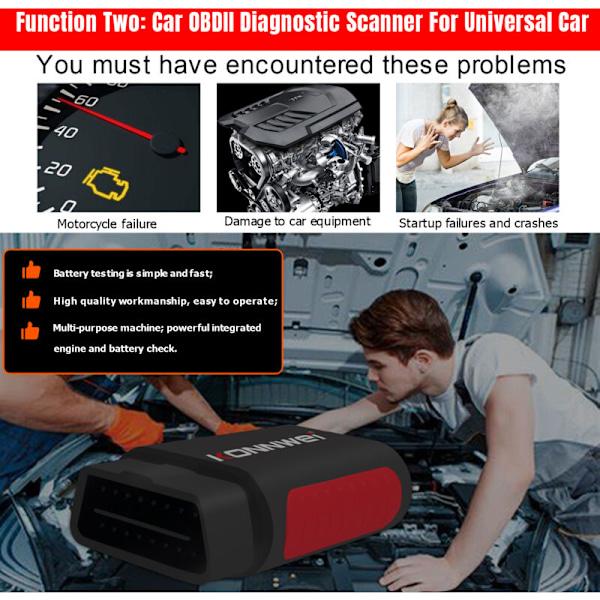 KONNWEI KDIAG Bil Diagnoseinstrument Fullt System ABS Airbag Bremsekloss Multifunksjonell Diagnoseskanner