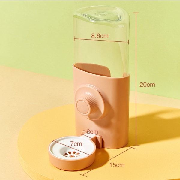 Pink Rabbit Water Dispenser, 600ML Hanging Rabbit Waterer Automatic Guinea Pig Feeding Bottle Anti-Drip Hamster Feeding Bottle for Rabbit Chinchilla