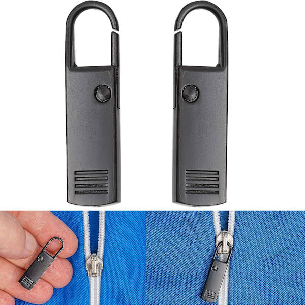 Dragkedja reparation drar, set med 2 svarta ersättningsdragkedjor, universell dragkedja öppning Ø 1 mm kappa, resväska, ryggsäck, reparationsflik för dragkedja