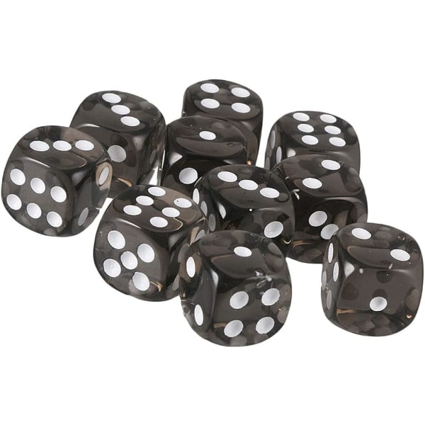 10 st tärningar (svart) polyhedral D6 tärningar 16 mm akryl tärningssats för DND tärningar RPG MTG brädspel