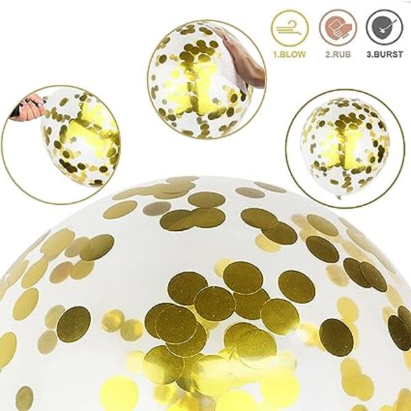 60 stycken marinblå och guld ballonger, 12 tum metalliska kromguld och konfetti latexballonger, festballongset för pojkar födelsedag, bröllop, baby