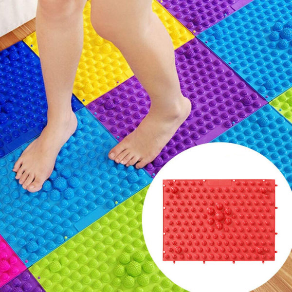 Fotmassasje Matte Akupressur Matte Fot Refleksologi Gående Tåplate Massasje Pude Bad Matte Yogamatte Antiskli Matte Utespill 2 STK, rød