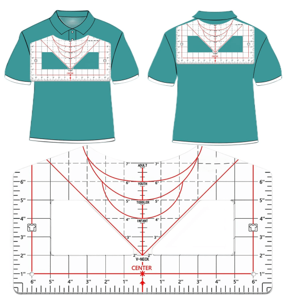 1 x T-shirt lineal Vinyl linjeføringslineal til designcentre
