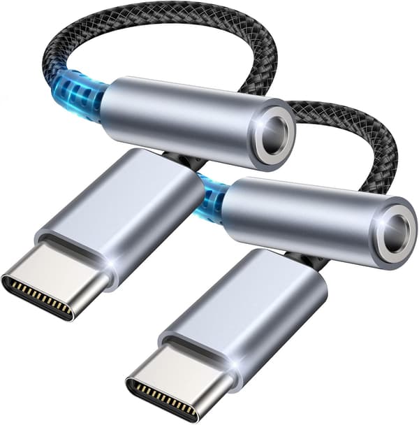 USB C til 3,5 mm hovedtelefonstikadapter, USB Type C lydjackadapter med DAC, digital lydhovedtelefon Type C til lyd kompatibel med Ga
