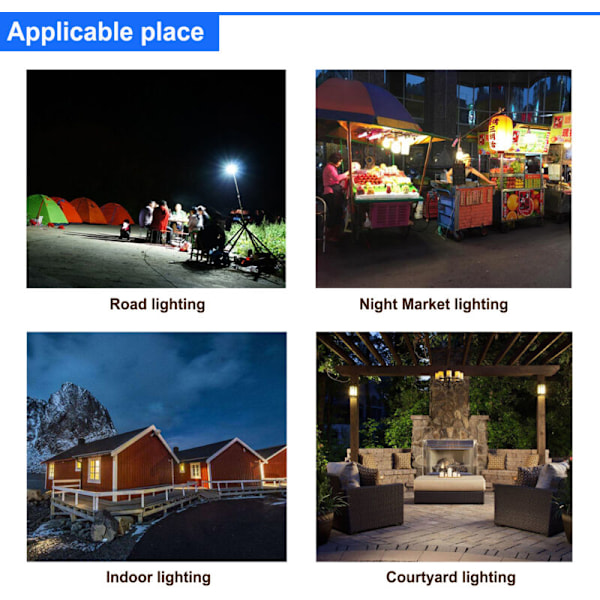 Solenergi LED-lampor 9 W Fjärrkontroll och automatisk ljusstyrning 5 Ljusfunktioner Inställning VITT LJUS 6000-6500 K Uppladdningsbara nödljus fo