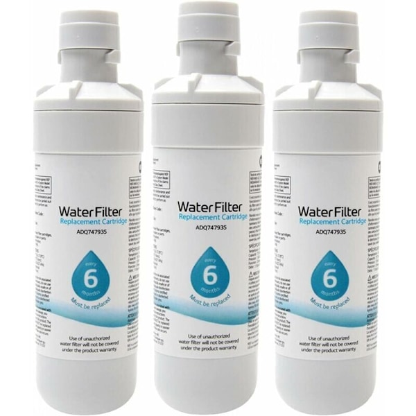 Set med 3 universella externa vattenfilter för LT1000P, vitt kylskåp