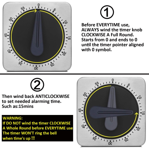 Ajastin Keittiöajastin 60 minuutin ajoitus 80dB hälytysäänellä Magneettinen lähtölaskenta-ajastin Koti Leivonta Ruokailu Höyrytys Manuaalinen ajastin Ruostumattomasta teräksestä valmistettu pinta M
