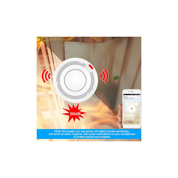 WiFi Rökdetektor Smart Sensor Larm Brandlarm Intelligent Trådlös Säkerhet Spara Tuya App Smart Kontroll Hem För Kök / Butik / Hotell / Fabrik