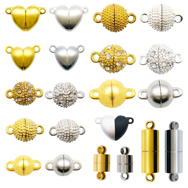 10 magnetlåse diy håndlavet smykker halskæde armbånd suge sten lukning forbindelseslås (sfærisk guld)