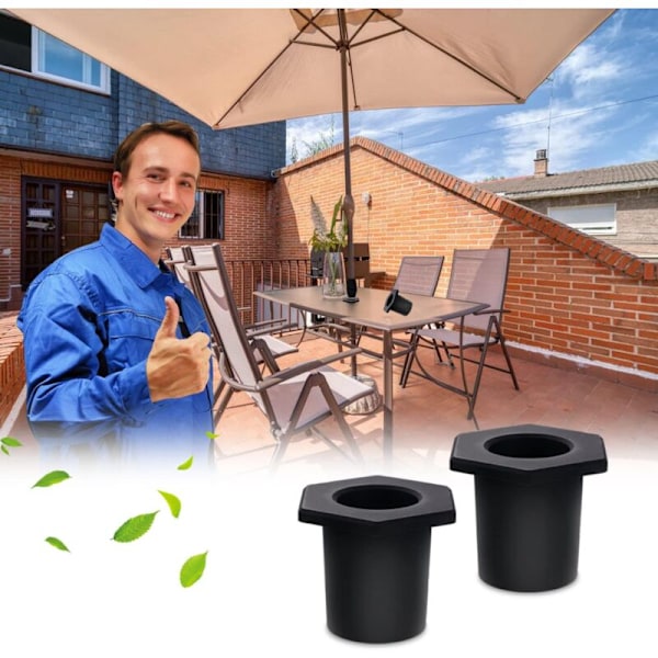 2 kpl Patio-pöydän aurinkovarjon reiän renkaat, silikoniset liukuesteiset parvekevarjon lisävarusteet uima-altaan aurinkovarjon sovittimiin, patio-pöydän reiät (musta)