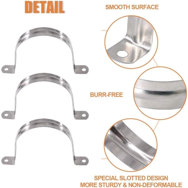 25MM 304 Rostfritt Stål U-Rörklämma Anslutningsring Rörklämma Kort U-formad klämma Sadelkort Rörfästelement 20PCS