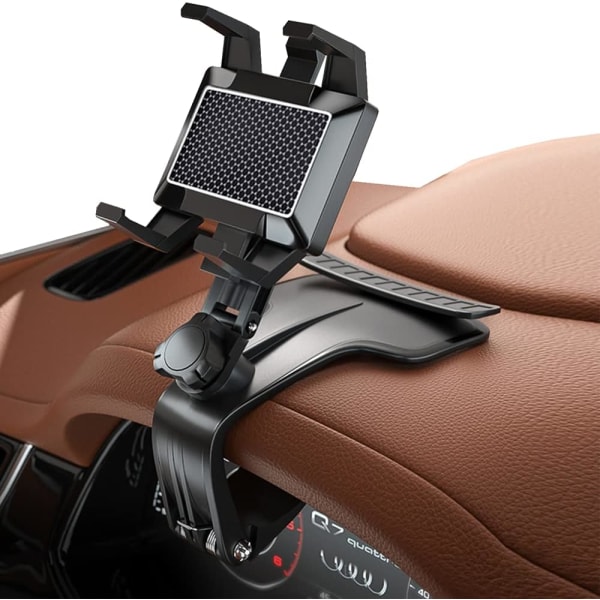 Biltelefonholder, multifunksjons bilspeil med 360° justerbar fjærklemme, egnet for 3-7 tommers smarttelefoner