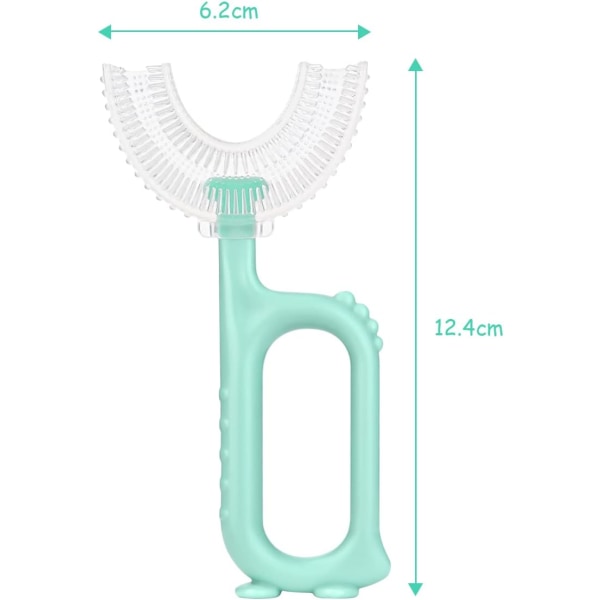 U-formet tannbørste for barn, 2 STK manuell tannbørste, silikon