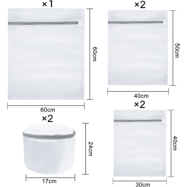 Sæt med 7 vaskemaskinenet, genanvendelig vaskenetpose/vasketøjsnet/BH-vasketaske, vaskenetpose til skjorter, BH'er, sweatre, lingeri, frakker, jea