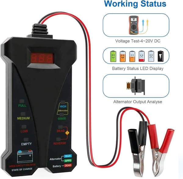 12V Bilbatteri Digital Spændingstester med LCD Display Bilbatteri Tester Opladningssystem Analysator Batteriværktøj