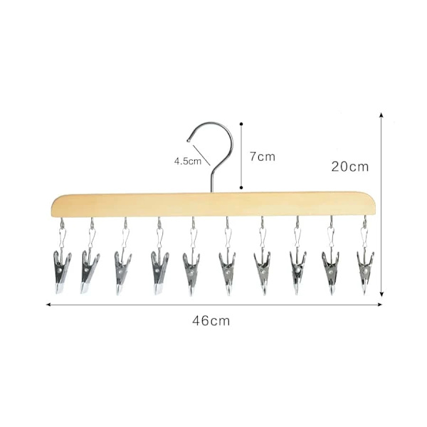 Træ tøjstativ med klemme til opbevaring af hatte, tørklæder og slips, moderne landlig stil, pladsbesparende, skridsikker, 1 pakke, egnet til soveværelse