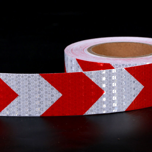 25mx5cm Reflexband med pilmönster, reflextejp för orienteringspil, varningssignal, hög synlighet, hög intensitet, röd och vit pil