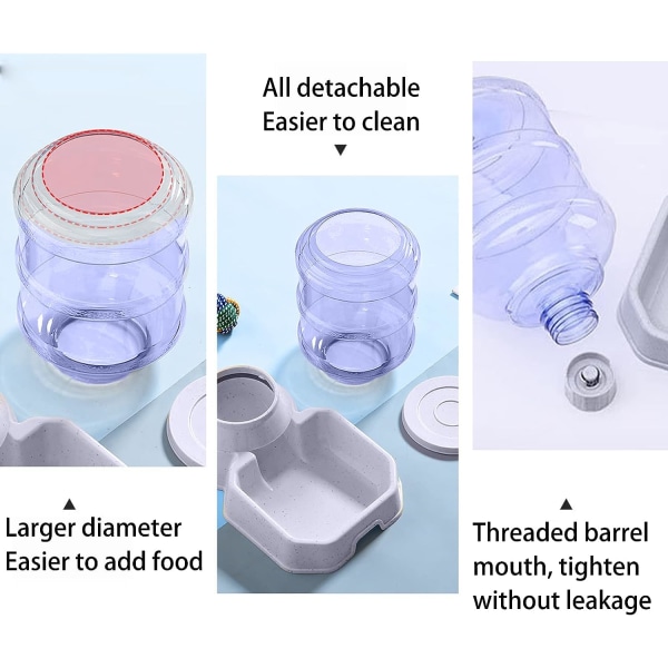 Automatisk Foder- og Vandskålssæt 3,8 Liter, Gravity Foder- og Vandskålssæt med Dyrefoder Skål, Rejse Foder- og Vandskål Stor Kapacitet, Marbl