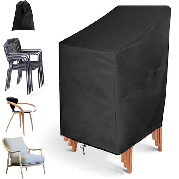 Trädgårdsstolskydd 210D Oxford Stapelbart stolskydd, vattentätt överdrag för utomhusstolar, trädgårdsskydd (64x64x70/120cm)