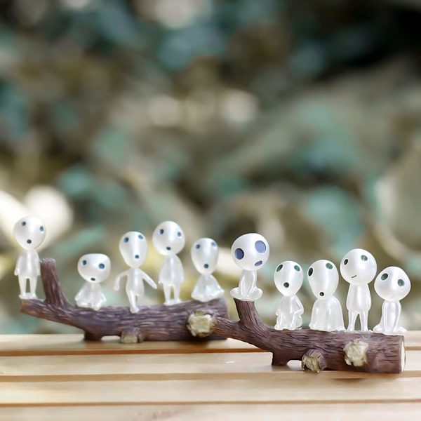 Blågrön trädgårdstomte staty figurin, 20 stycken Princess Mononoke trädande ande lysande utomhus gräsmatta dekor trädgård dekoration krukväxt figurin fo
