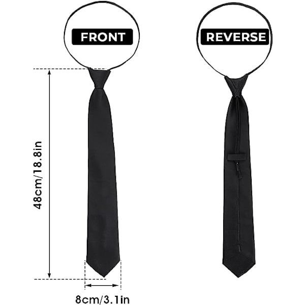 Svart slips for menn til gutter, klips på slips, ensfarget uniform, forhåndsinnstilt slips for konfirmasjon, bryllup, mann