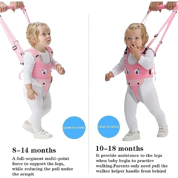 (Pink) Baby Gå-sele Mesh Gåhjælp Småbørn Justerbar Hjælp Børne Gåhjælp Bælte Gå Stående Sikkerhedssele til Baby 7-24 Måneder